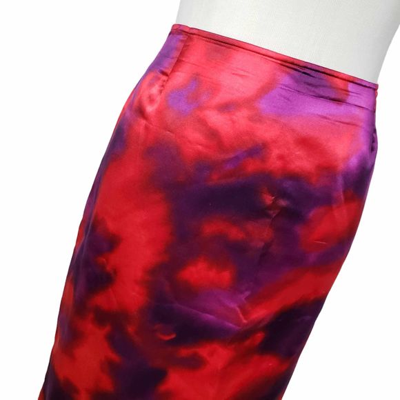 Jones New York Collection size 12 Red & Purple Cotton Silk Blend Skirt - Picture 2 of 7